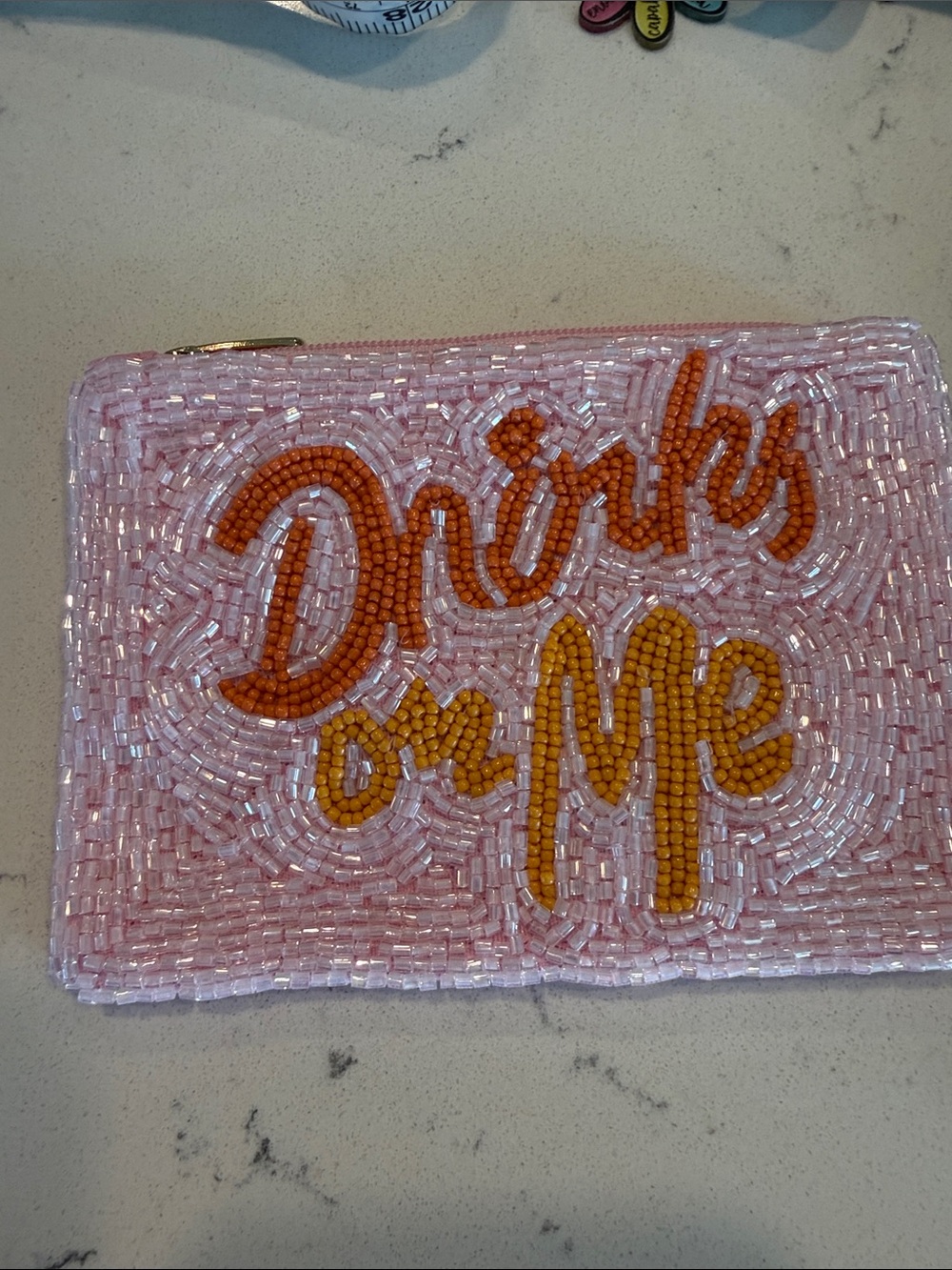 nwt drinks on me seeded pouch